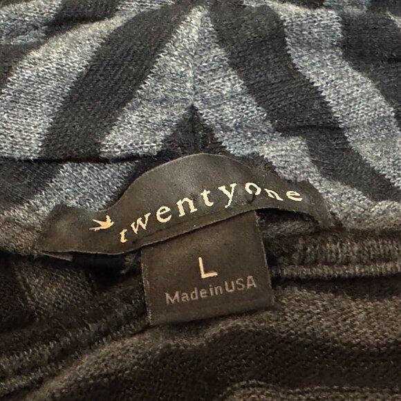 Twenty One Open Front Drape Shawl Cardigan, Black/Grey Stripes, Large - Picture 8 of 9